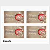 Rustic Red Wine Glass Script 60th Birthday  長方形シール (シート)