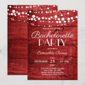 Rustic Red Wood Bachelorette Party 招待状 (正面/裏面)