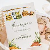 Rustic Reel Excited Little Fisherman Baby Shower サンキューカード