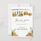 Rustic Reel Excited Little Fisherman Baby Shower サンキューカード (正面)