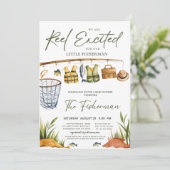 Rustic Reel Excited Little Fisherman Baby Shower  招待状 (スタンド正面)