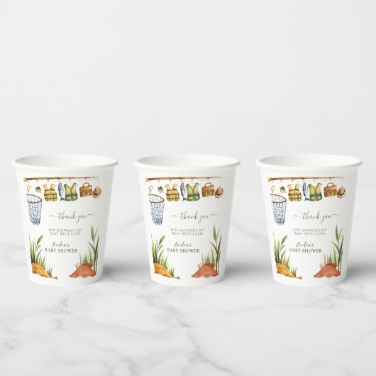 Rustic Reel Excited Little Fisherman Baby Shower  紙コップ (複数)