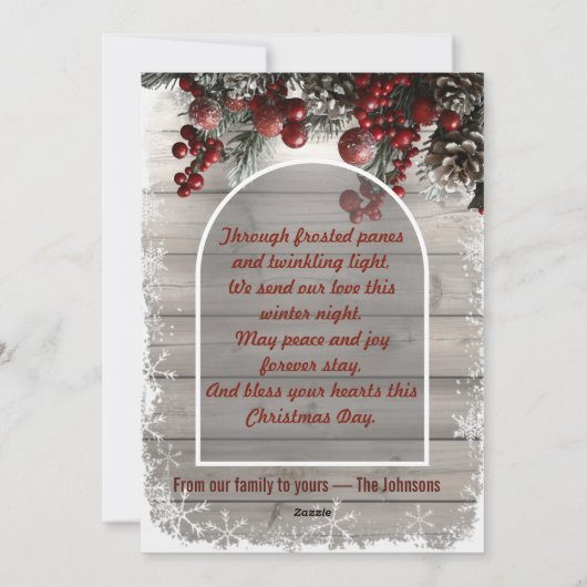 Rustic Reflections Christmas Photo シーズンカード (裏面)