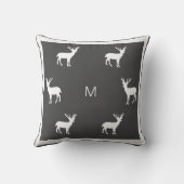Rustic reindeer dark gray family monogram holiday クッション (裏面)