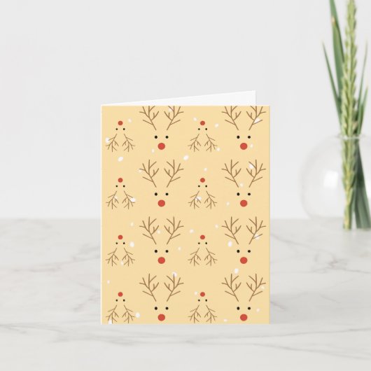 Rustic Reindeer Pattern Christmas Card カード (正面)