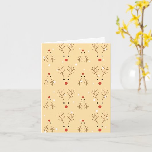 Rustic Reindeer Pattern Christmas Card カード (黄色い花)