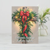 Rustic Religious Cross Christian Christmas シーズンカード (スタンド正面)