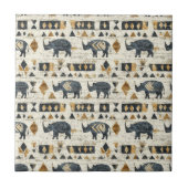 Rustic Rhino Tribal Pattern (1) タイル (正面)