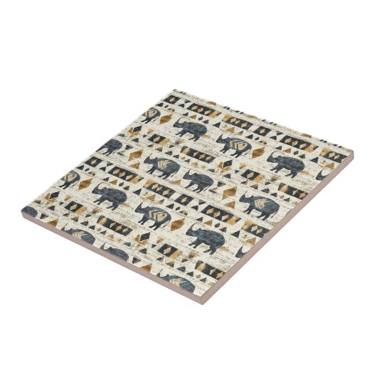 Rustic Rhino Tribal Pattern (1) タイル (側面)