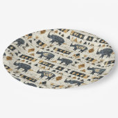 Rustic Rhino Tribal Pattern (1) ペーパープレート (アングル)