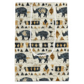Rustic Rhino Tribal Pattern (1) ミディアムペーパーバッグ (裏面)