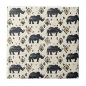Rustic Rhino Tribal Pattern (2) タイル (正面)