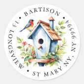 Rustic Robin Bird Box Label | Watercolour Nature  ラウンドシール (正面)