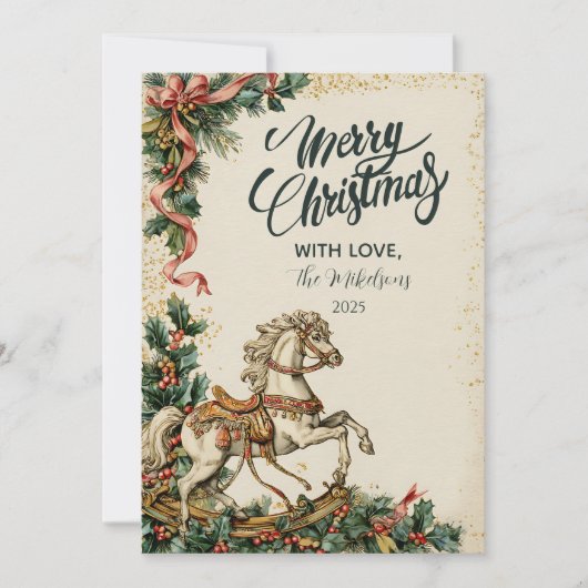 Rustic Rocking Horse Christmas シーズンカード (正面)