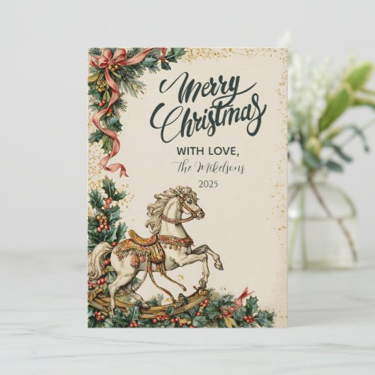 Rustic Rocking Horse Christmas シーズンカード (スタンド正面)
