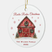 Rustic Rodeo Red Barn Christmas セラミックオーナメント (左)