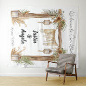 Rustic Romance Customizable Wedding Arch Backdrop タペストリー (インサイチュ(横))