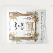 Rustic Romance Customizable Wedding Arch Backdrop タペストリー (正面(横))