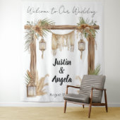 Rustic Romance Customizable Wedding Arch Backdrop タペストリー (インサイチュ)