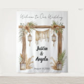 Rustic Romance Customizable Wedding Arch Backdrop タペストリー (正面)