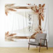 Rustic Romance Pampas Arch – Wedding Backdrop タペストリー (インサイチュ(横))