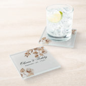 Rustic Romance Wedding Glass Coasters ガラスコースター (アングル)