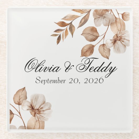 Rustic Romance Wedding Glass Coasters ガラスコースター (正面)