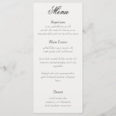Rustic Romance Wedding Menu メニュー (裏面)