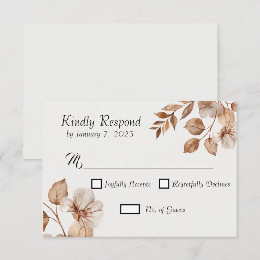 Rustic Romance Wedding Response Cards 出欠カード (正面/裏面)