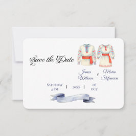 Rustic Romanian Wedding Traditional Folk Costumes  セーブザデート