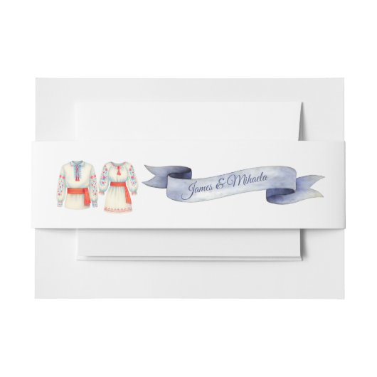 Rustic Romanian Wedding Traditional Folk Costumes 招待状ベリーバンド (正面例)