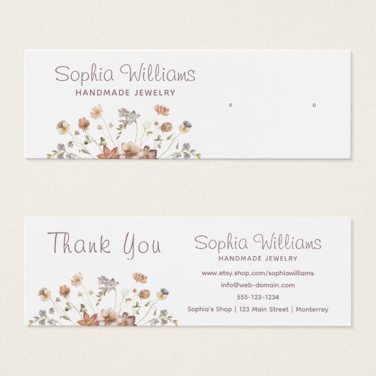 Rustic Romantic Flowers stud Earring display card (正面&裏面)