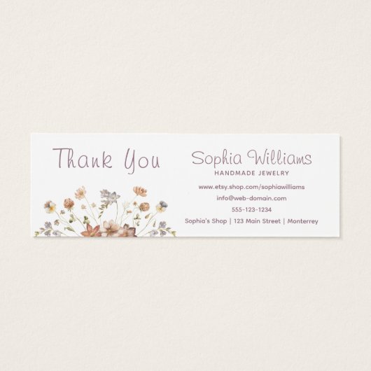 Rustic Romantic Flowers stud Earring display card (裏面)