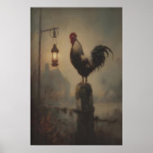 Rustic Rooster Art Printable Gothic Lantern ポスター (正面)
