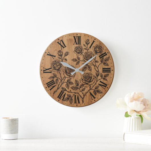Rustic Rose Garden Wall Clock  ラージ壁時計 (ホーム)