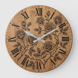 Rustic Rose Garden Wall Clock  ラージ壁時計