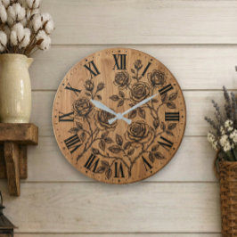Rustic Rose Garden Wall Clock ラージ壁時計