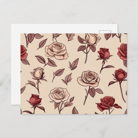 Rustic Rose Pattern ポストカード (正面/裏面)