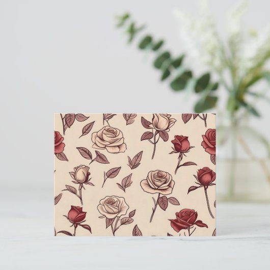 Rustic Rose Pattern ポストカード (スタンド正面)