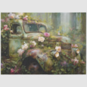 Rustic Rose Vine Truck Decoupage 薄葉紙 (正面)