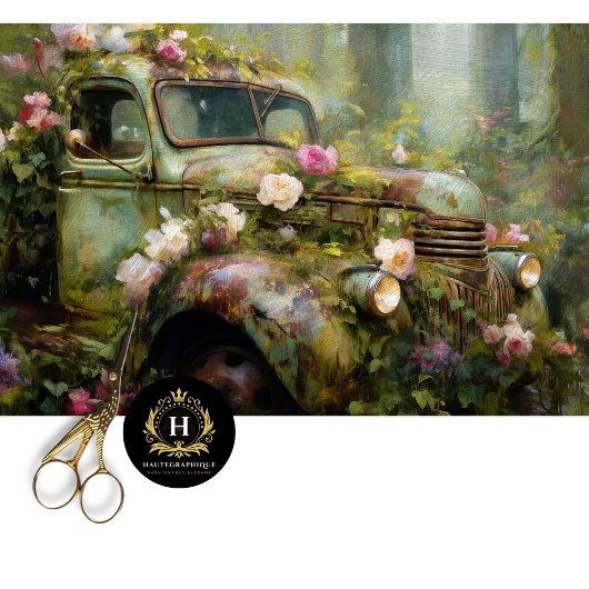 Rustic Rose Vine Truck Decoupage 薄葉紙