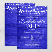 Rustic Royal Blue Wood Bachelorette Party 招待状 (正面/裏面)
