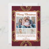 Rustic Royal Christmas Plaid 3 Photo Holiday Card シーズンカード (正面)
