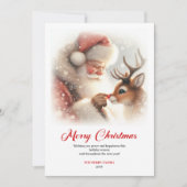 Rustic Rudolph Santa Claus Cartoon Christmas Cards シーズンカード (正面)