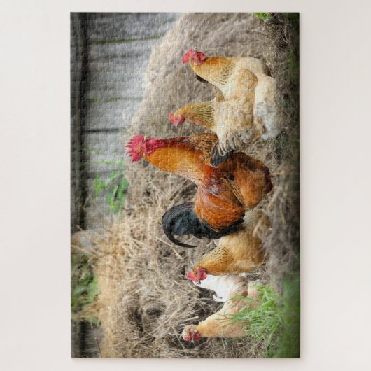 Rustic Rural Farm Rooster Chickens Nature Animals ジグソーパズル (縦)