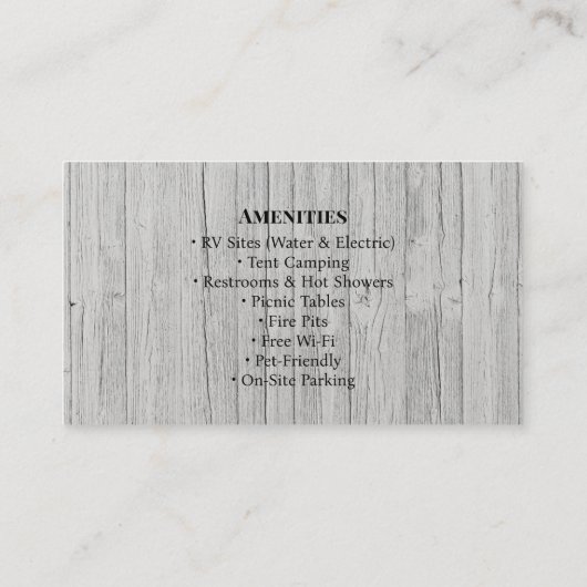 Rustic RV Park Campground Outdoor Design 名刺 (裏面)