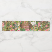 Rustic Safari Animals Pink Flowers Baby Shower ペットボトルラベル (シングルラベル)