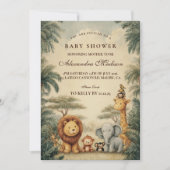 Rustic Safari Friends Baby Shower 招待状 (正面)