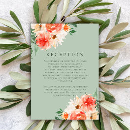 Rustic Sage and Orange Blooms Wedding Reception エンクロージャーカード