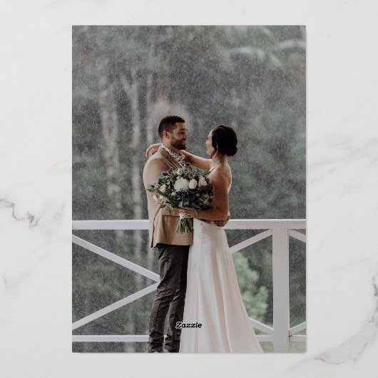 Rustic Sage Gold Floral Wedding 箔招待状 (裏面)